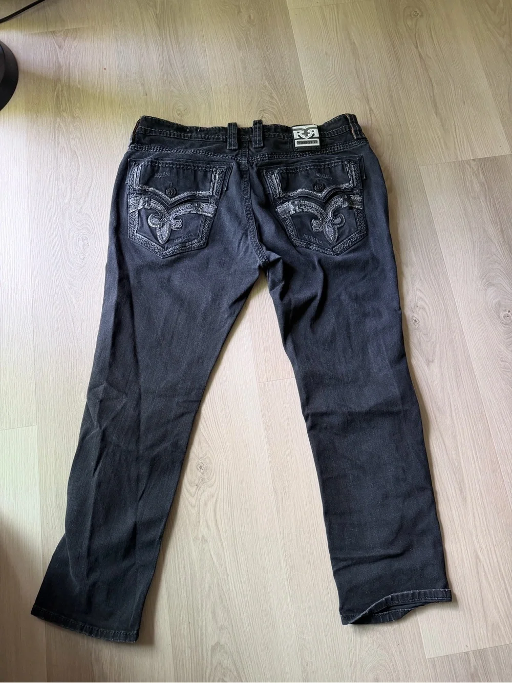 Men's Black Rock Revival Jeans with Embroidered Back Pocket